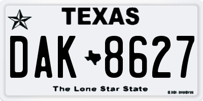 TX license plate DAK8627
