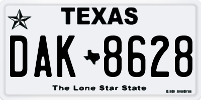 TX license plate DAK8628