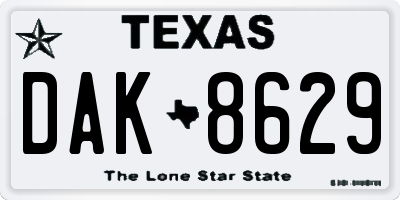 TX license plate DAK8629