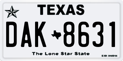 TX license plate DAK8631