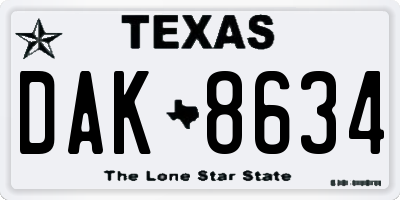 TX license plate DAK8634