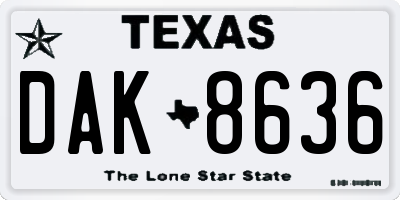 TX license plate DAK8636
