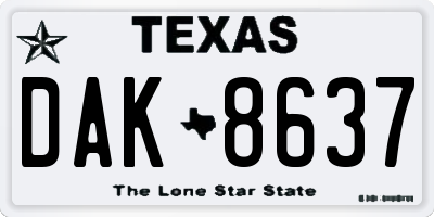 TX license plate DAK8637