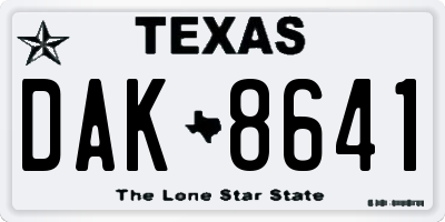 TX license plate DAK8641