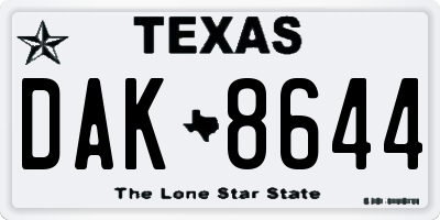 TX license plate DAK8644