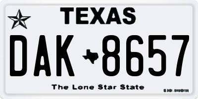TX license plate DAK8657
