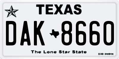 TX license plate DAK8660