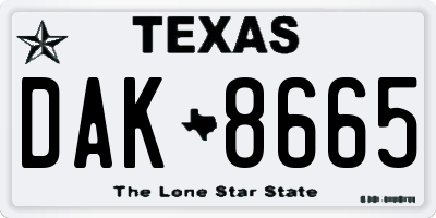 TX license plate DAK8665