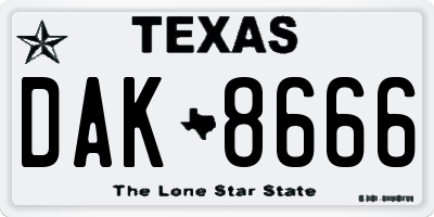 TX license plate DAK8666