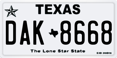 TX license plate DAK8668