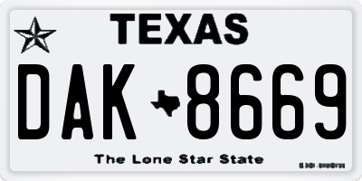 TX license plate DAK8669