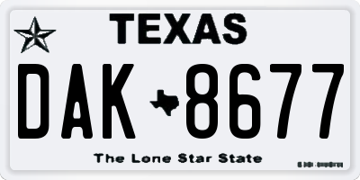 TX license plate DAK8677