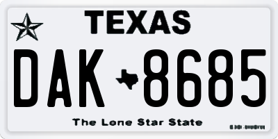 TX license plate DAK8685