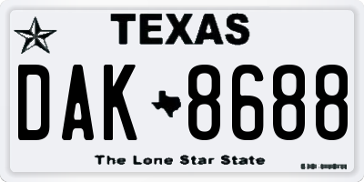TX license plate DAK8688