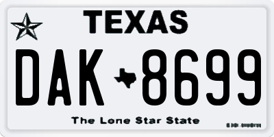 TX license plate DAK8699