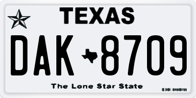 TX license plate DAK8709
