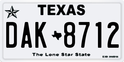TX license plate DAK8712