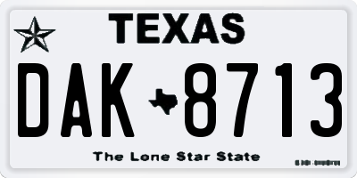 TX license plate DAK8713