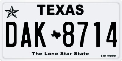 TX license plate DAK8714