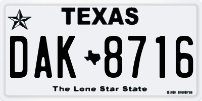 TX license plate DAK8716