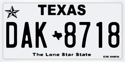 TX license plate DAK8718