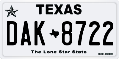 TX license plate DAK8722