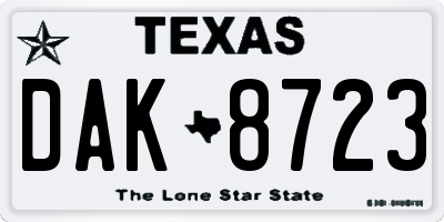 TX license plate DAK8723