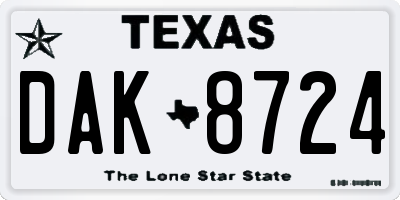 TX license plate DAK8724