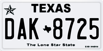TX license plate DAK8725