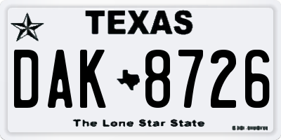 TX license plate DAK8726