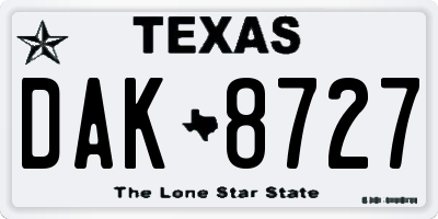 TX license plate DAK8727