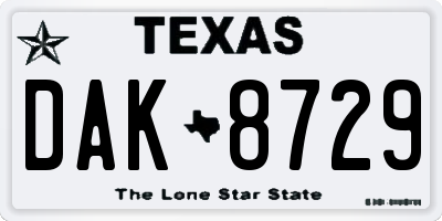TX license plate DAK8729