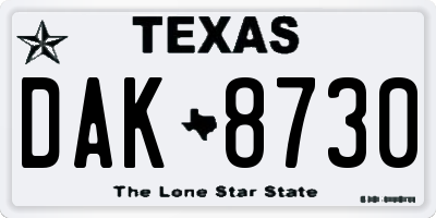 TX license plate DAK8730