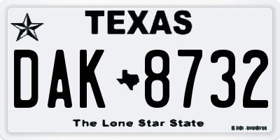 TX license plate DAK8732
