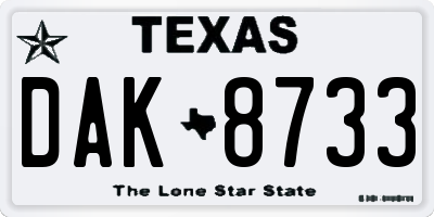 TX license plate DAK8733