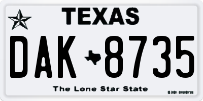 TX license plate DAK8735