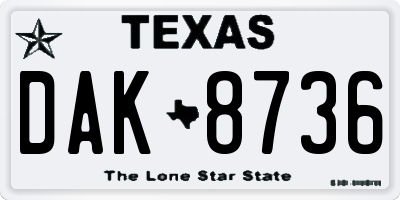 TX license plate DAK8736