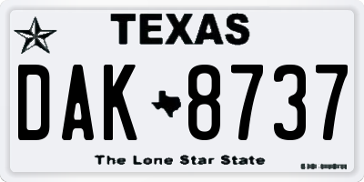 TX license plate DAK8737