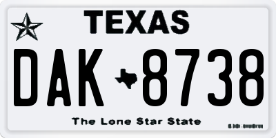 TX license plate DAK8738