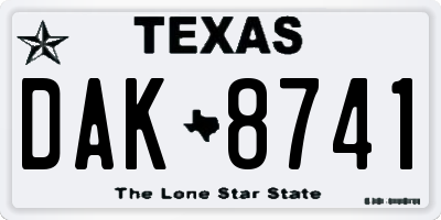 TX license plate DAK8741