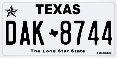 TX license plate DAK8744