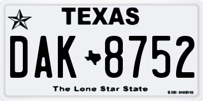 TX license plate DAK8752