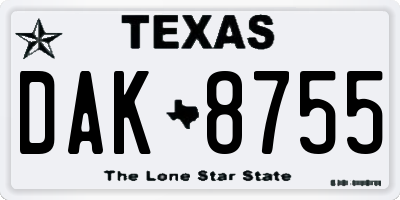 TX license plate DAK8755