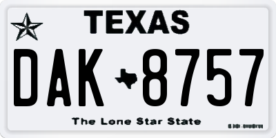 TX license plate DAK8757