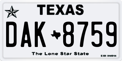 TX license plate DAK8759