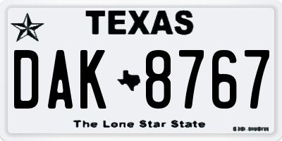 TX license plate DAK8767