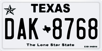 TX license plate DAK8768