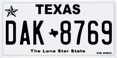 TX license plate DAK8769