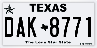 TX license plate DAK8771