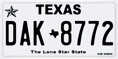 TX license plate DAK8772
